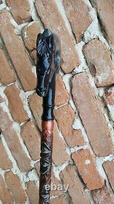 Horse Carved walking sticks Horse hand made Wood walking stick