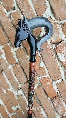 Horse Carved walking sticks Horse hand made Wood walking stick