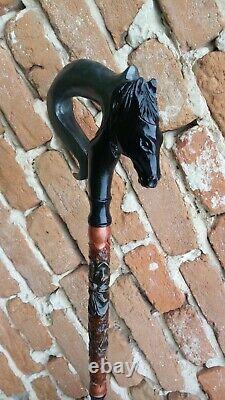 Horse Carved walking sticks Horse hand made Wood walking stick