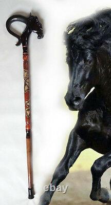 Horse Carved walking sticks Horse hand made Wood walking stick