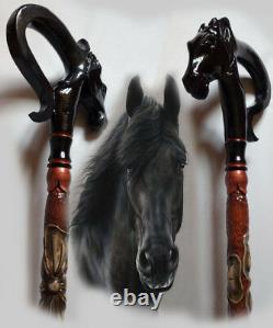 Horse Carved walking sticks Horse hand made Wood walking stick