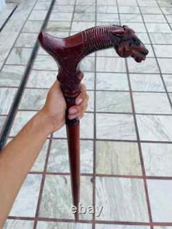 Horse Head Hand-Carved Walking Cane Unique Designer Wooden Walking Stick