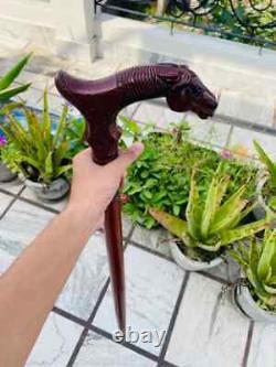 Horse Head Hand-Carved Walking Cane Unique Designer Wooden Walking Stick