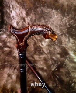 Horse Head Hand Carved Wooden Walking Stick Unique Designer Walking Cane Crafted