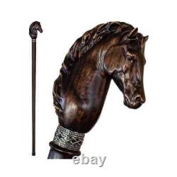 Horse Head Handle Walking Cane Stick Hand Carved Wooden Walking Stick X Mass Gif