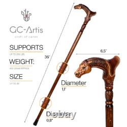 Horse Stick Animal Wood Carved Walking Cane handle best gift for man woman