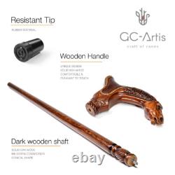 Horse Stick Animal Wood Carved Walking Cane handle best gift for man woman