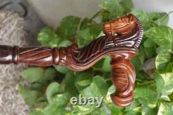 Horse Wooden Hand Carved Cane Traditional Walking Stick