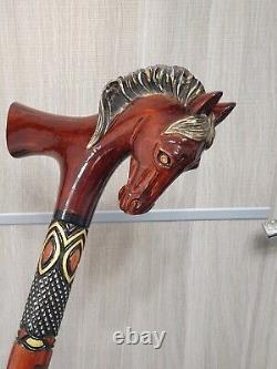 Horse head walking stick Handmade wood carved horse walking cane, horse lover gi