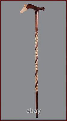 Horse-headed Brown Fancy Walking Stick, Handmade Special Wooden Carved Cane
