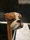 Ian Taylor Hand Carved British Bulldog Walking Stick & signed certificate 1/1