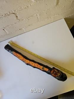 Irish Shillelagh Vintage Carved 1950s Genuine Irish Hawthorne Stick 19 Inch