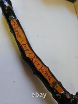 Irish Shillelagh Vintage Carved 1950s Genuine Irish Hawthorne Stick 19 Inch