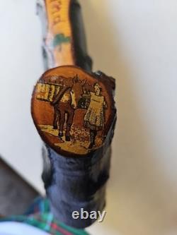 Irish Shillelagh Vintage Carved 1950s Genuine Irish Hawthorne Stick 19 Inch