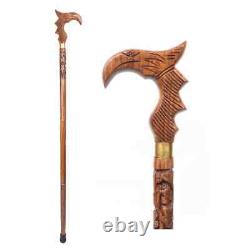 Island eagle Carved Wood Canes Wood working Handle Walking Stick