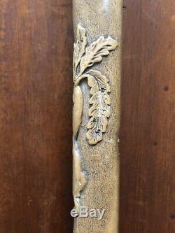 Japanese Carved Mice Walking Stick Vintage Antique Wood Carving Handle