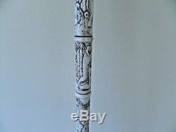 Japanese / Chinese Carved Antique Walking Stick Bone(Bovine)With Horn Handel
