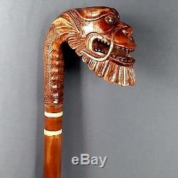 Japanese Dragon Cane Walking Sticks Wooden Handmade Hand carving Exclusive