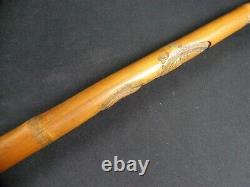 Japanese Meiji Period Carved Bamboo Walking Swagger Stick Cane Snakes Serpents