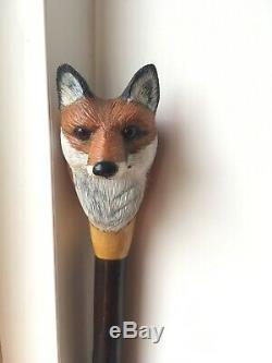 Keith Pickering The Stick Man Fox Head Carved Walking Stick