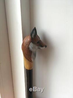 Keith Pickering The Stick Man Fox Head Carved Walking Stick