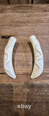Late Victorian or Edwardian carved horn umbrella or walking stick handles