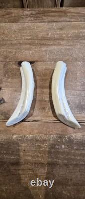 Late Victorian or Edwardian carved horn umbrella or walking stick handles