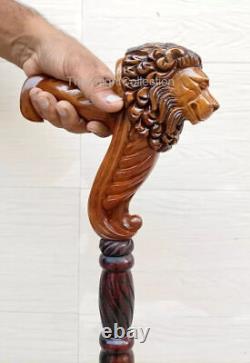 Lightweight Lion Style Cane, Unique Carved Walking Stick, Carved Walking Stick