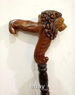 Lightweight Lion Style Cane, Unique Carved Walking Stick, Carved Walking Stick