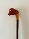 Limousin Bull carved by hand in lime on Hazel shank, walking stick or hiking