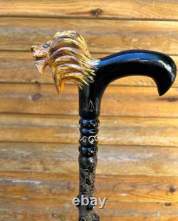 Lion Handle Carved Walking Stick, Carved Walking Stick, Personalized Walking can