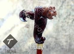 Lion Handle Walking Stick Wooden Hand Carved Walking Cane lion Xmas Best GiftK