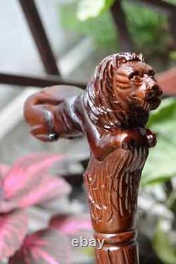 Lion Wooden Carved Walking Stick Cane Elegant Hand carved wooden cane with Intri