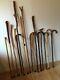 Lot of 16 Walking Beating Sticks Canes Crooks Wooden Carved Handles Handmade
