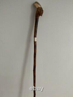 Lovely Carving Of An Old Mandarin Face Walking Cane