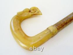 Lovely Hand Carved Rams Horn/thistle Hazel Shaft Shepherds Crook/walking Stick