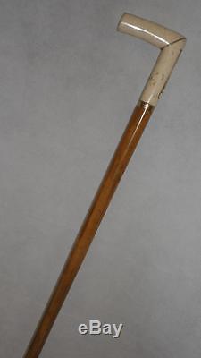 MALACCA CANE WALKING STICK- CARVED HANDLE TOP- HORN FERRULE- 86cm