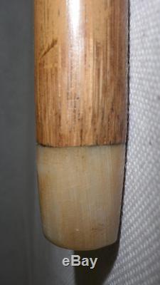 MALACCA CANE WALKING STICK- CARVED HANDLE TOP- HORN FERRULE- 86cm