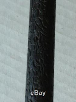 Magnificent Sterling Silver Cane / Walking Stick With Carved Shaft Ebony