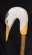 Market Stick with Hand Carved Heron, Hazel Shaft, fitted with brass ferrule