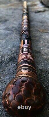 Meiji Period Late 19th/ Early 20th Century Carved Japanese Samurai Walking Stick