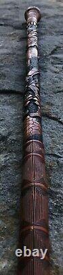 Meiji Period Late 19th/ Early 20th Century Carved Japanese Samurai Walking Stick
