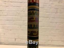 Mexican Painted Carved Wood Walking Stick / Cane with Dog Head