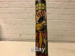 Mexican Painted Carved Wood Walking Stick / Cane with Dog Head