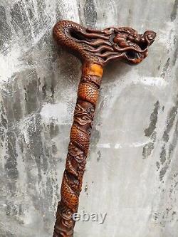 Nature Wood Dragon Head crutches Vintage charming wooden walking sticks hand