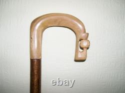 New Hand Made Carved Horn Thistle Design Handle Shepherds Crook Walking Stick 12