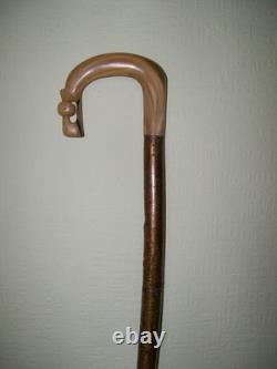 New Hand Made Carved Horn Thistle Design Handle Shepherds Crook Walking Stick 12