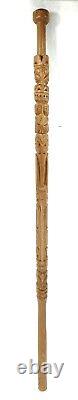 Northwest Coast Native American Indian Totem Hand Carved Wood Walking Stick