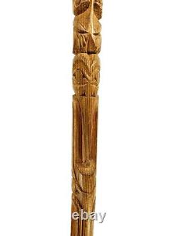 Northwest Coast Native American Indian Totem Hand Carved Wood Walking Stick