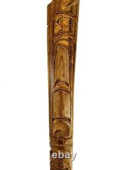 Northwest Coast Native American Indian Totem Hand Carved Wood Walking Stick